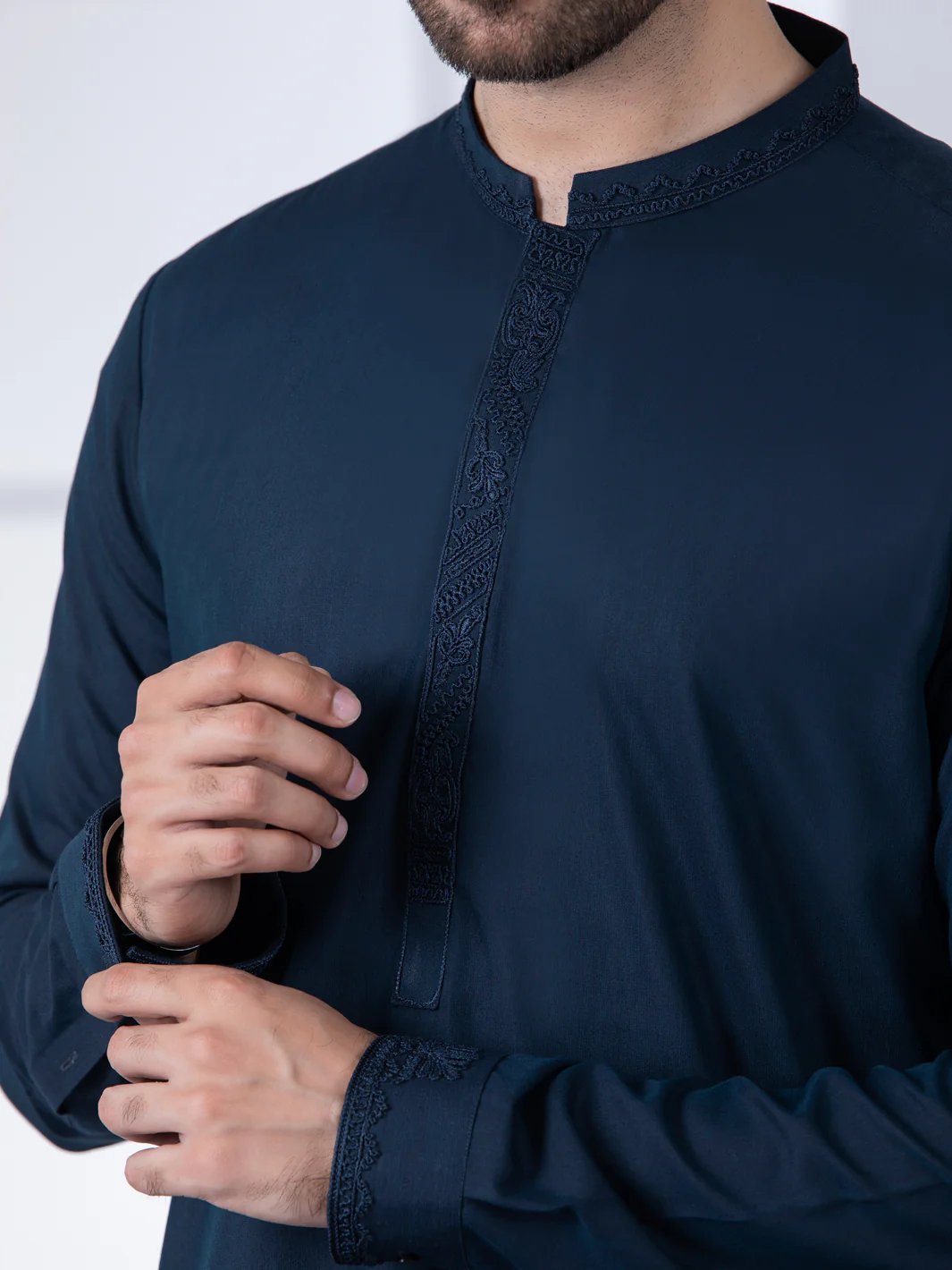 Dark Blue Blended Kameez Shalwar - AL-KS-2783 - Image 2