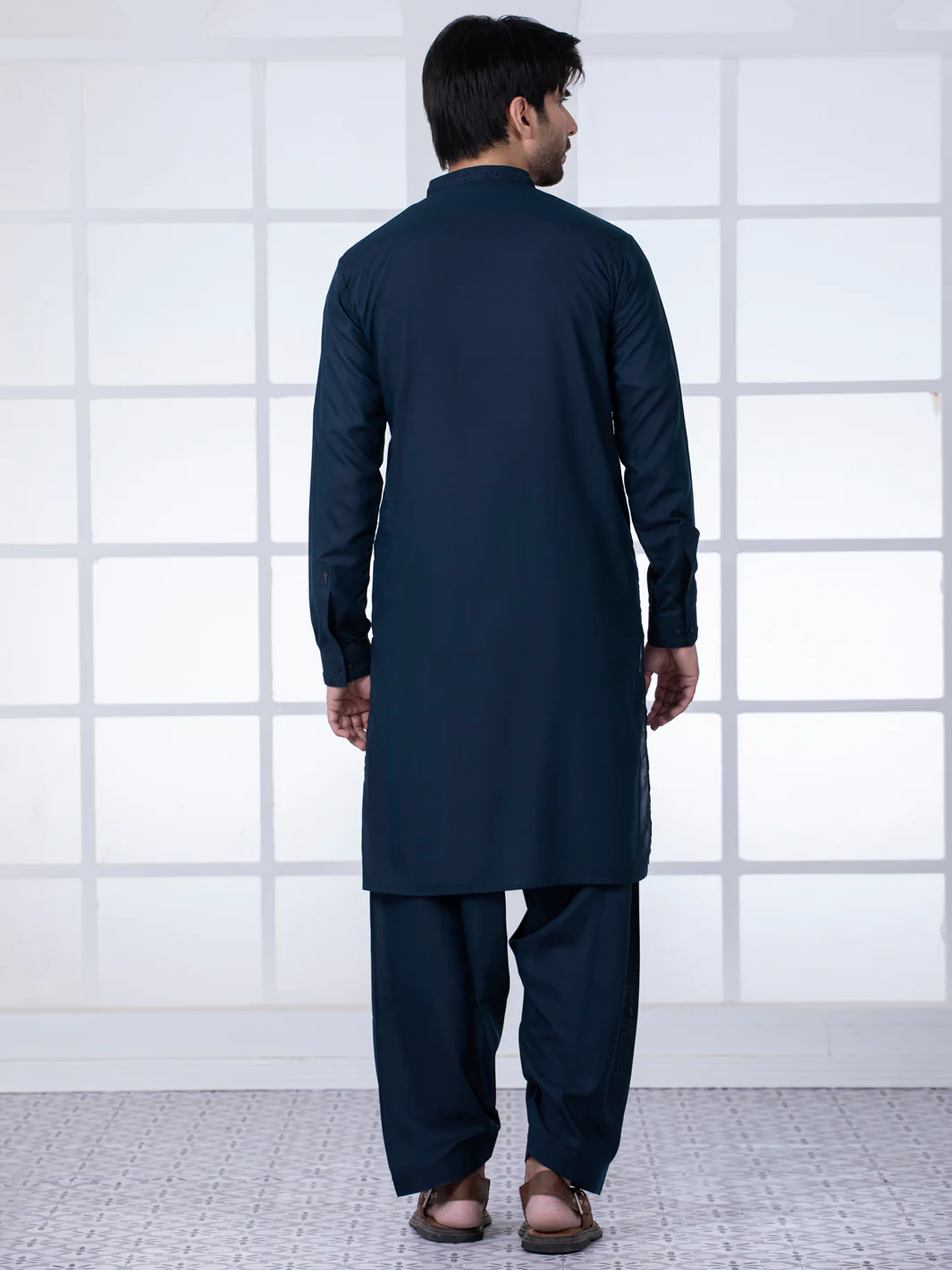 Dark Blue Blended Kameez Shalwar - AL-KS-2783 - Image 4