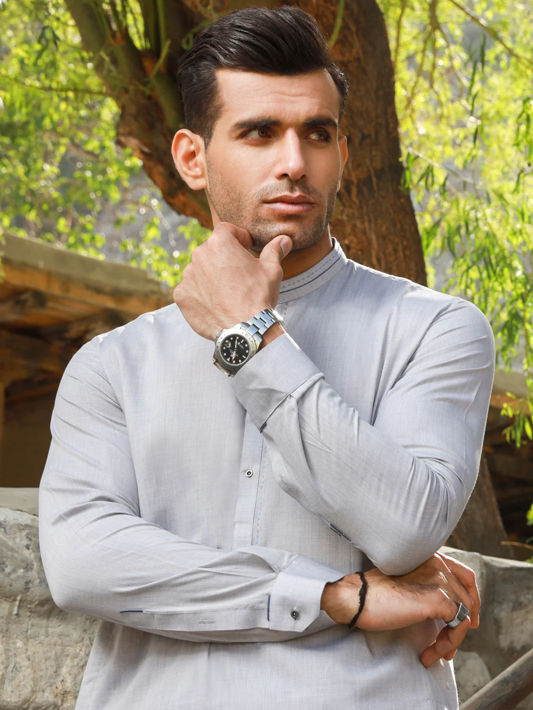 Light Grey Kameez Shalwar - AL-KS-2785 - Image 3