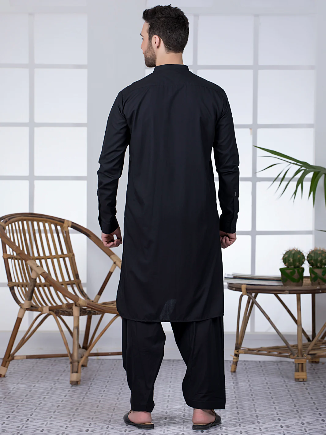 Black Blended Kameez Shalwar - AL-KS-2789 - Image 2