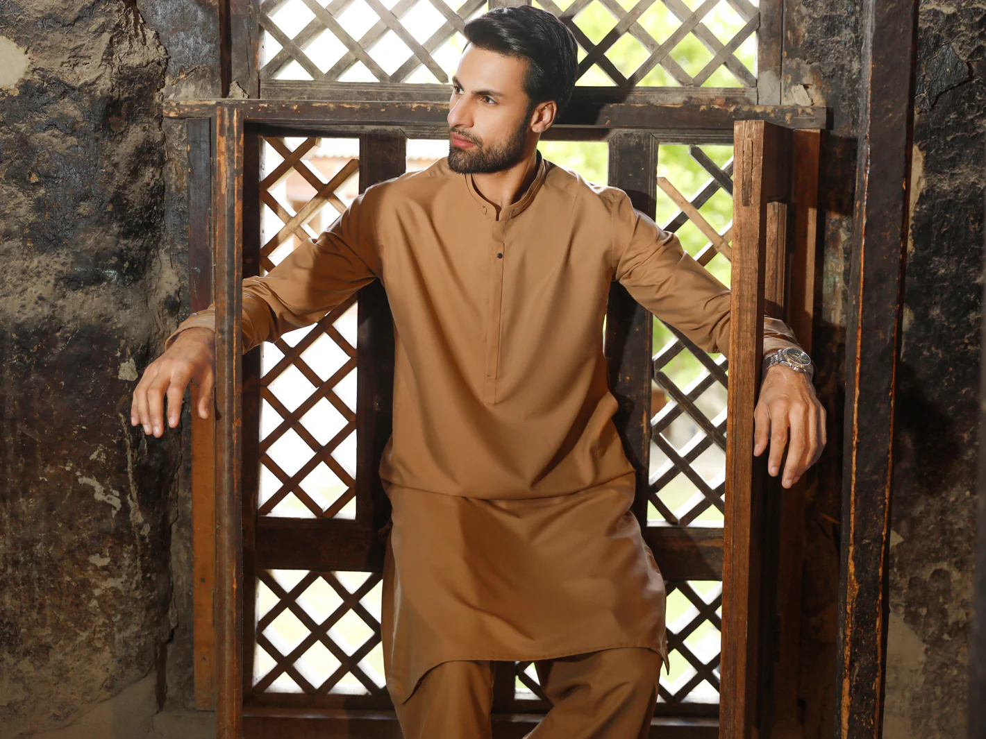 Beige Kameez Shalwar - AL-KS-2790 - Image 5