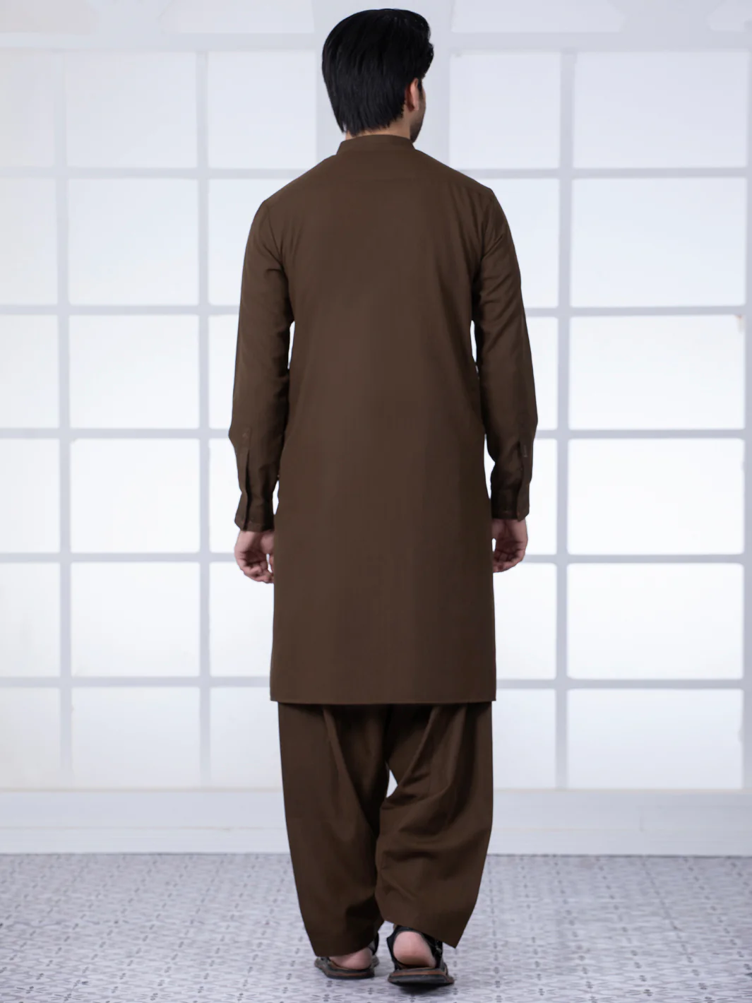 Brown Blended Kameez Shalwar - AL-KS-2792 - Image 4