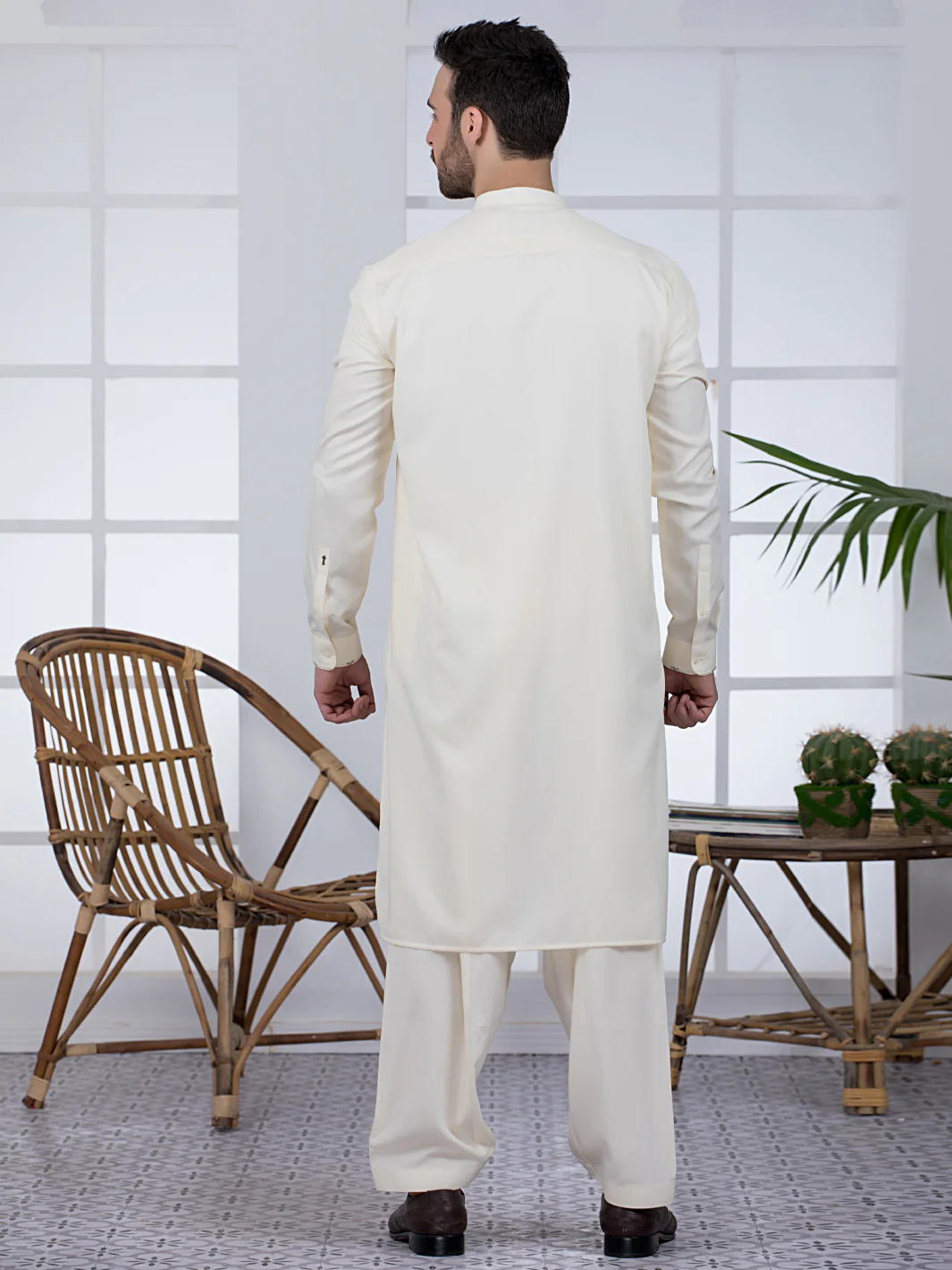 Cream Kameez Shalwar - AL-KS-2800 - Image 2