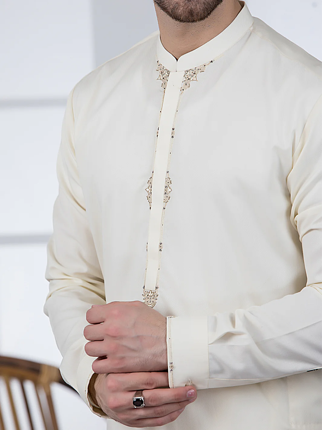 Cream Kameez Shalwar - AL-KS-2800 - Image 4