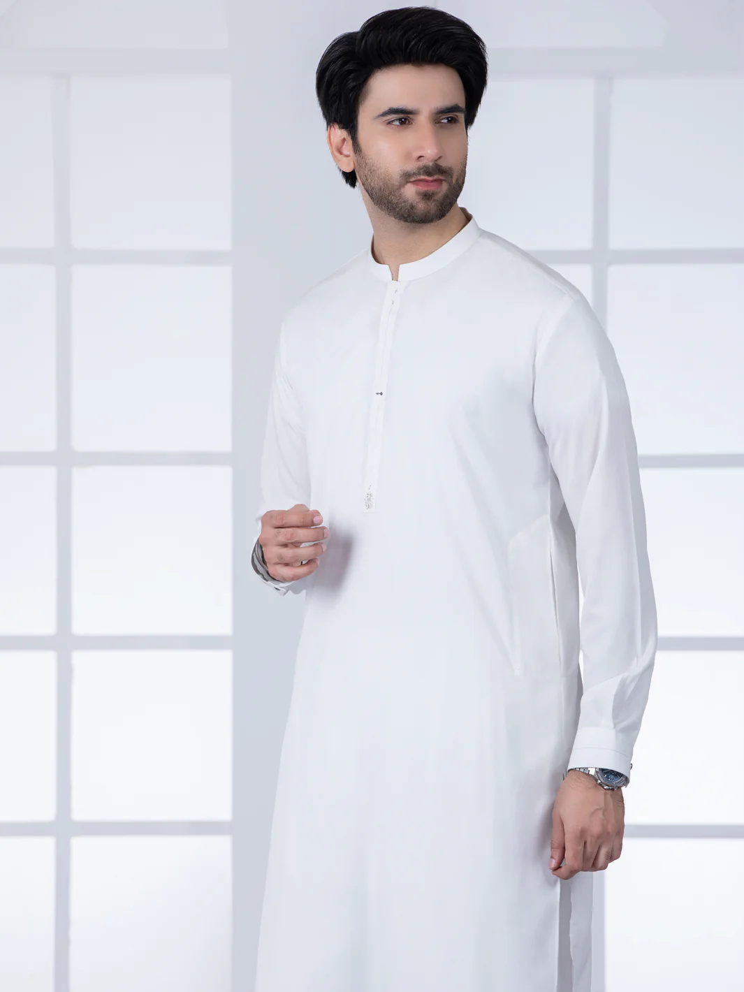 White Kameez Shalwar - AL-KS-2804 - Image 3