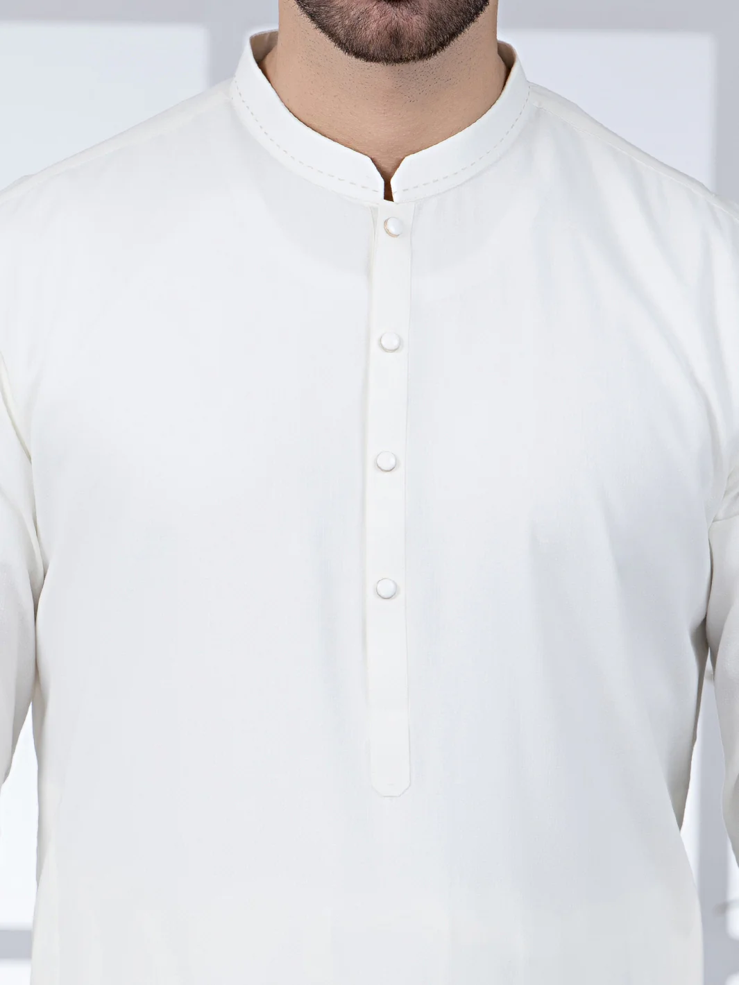 Off White Blended Kameez Shalwar - AL-KS-2807 - Image 3