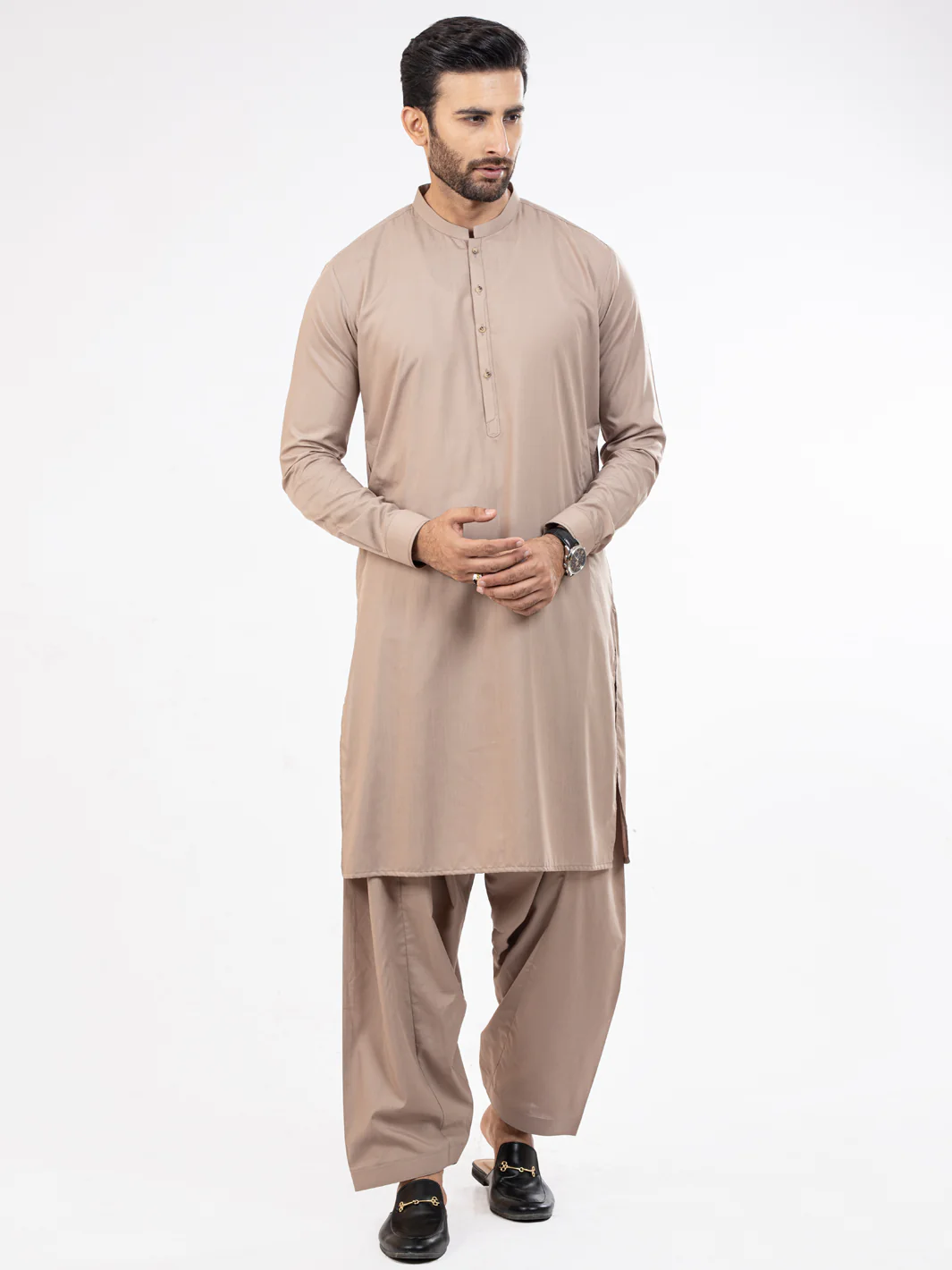 Beige Kameez Shalwar - AL-KS-2815