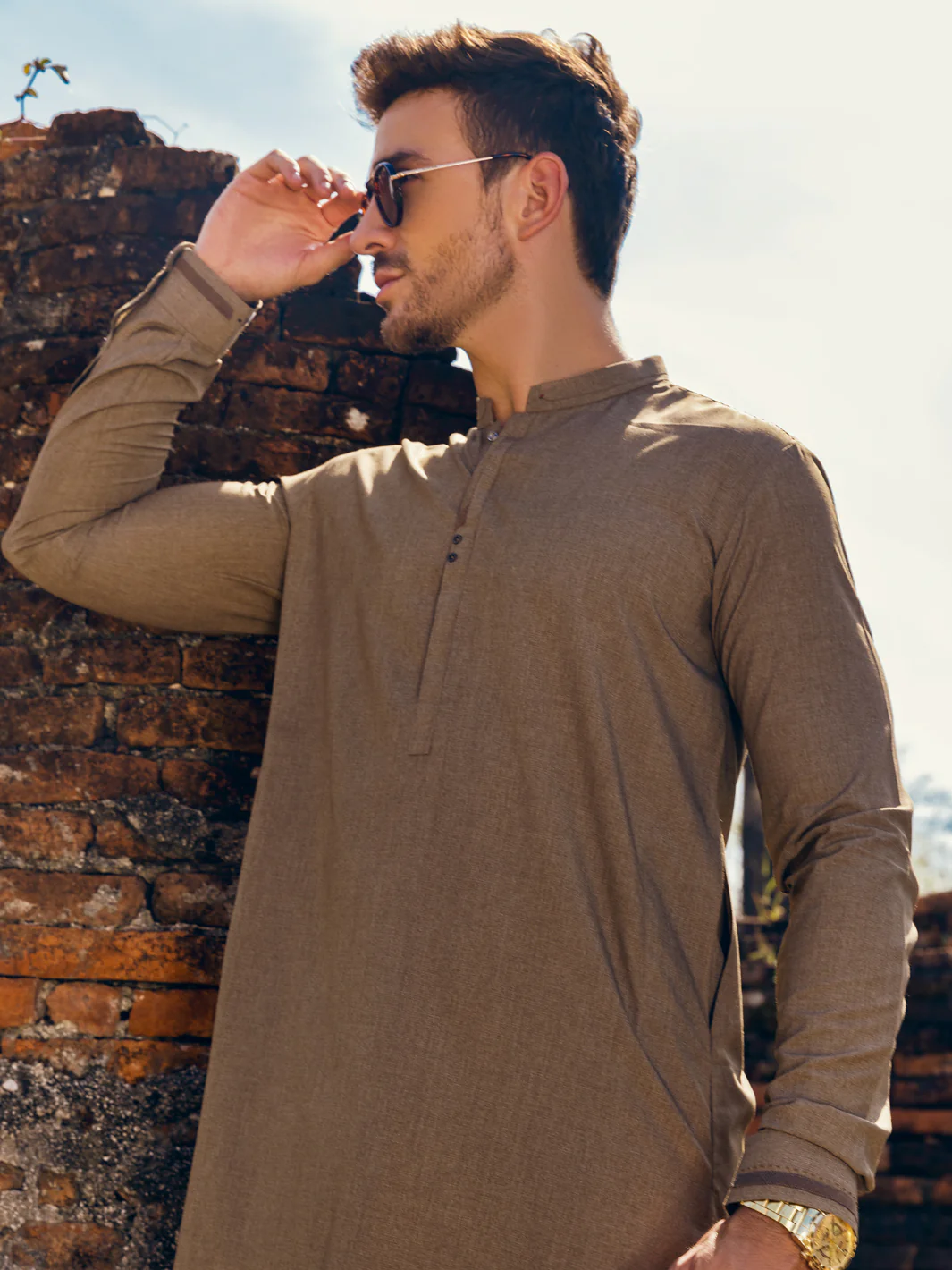 Brown Kameez Shalwar - AL-KS-2818 - Image 4