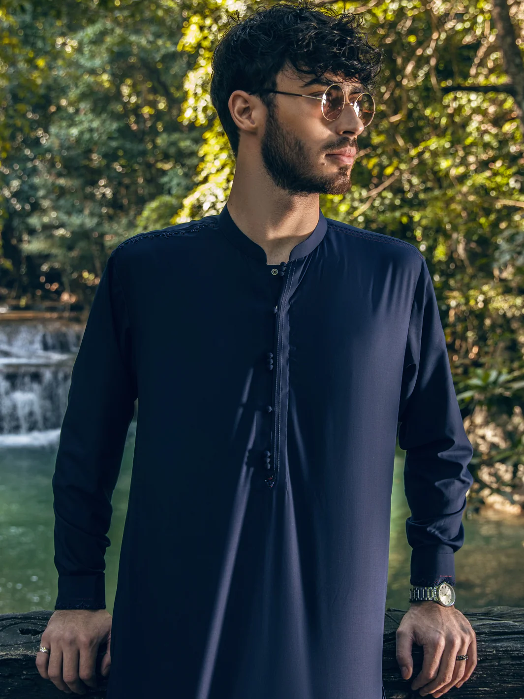 Dark Blue Kameez Shalwar - AL-KS-2821 - Image 2