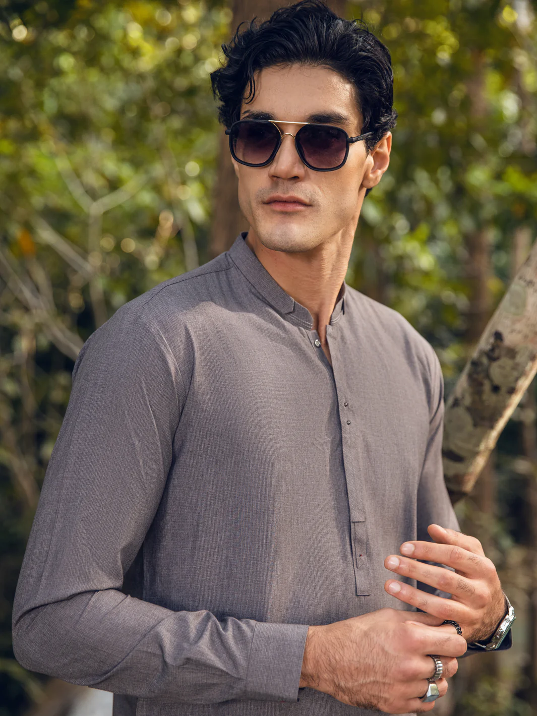 Grey Kameez Shalwar - AL-KS-2826 - Image 5