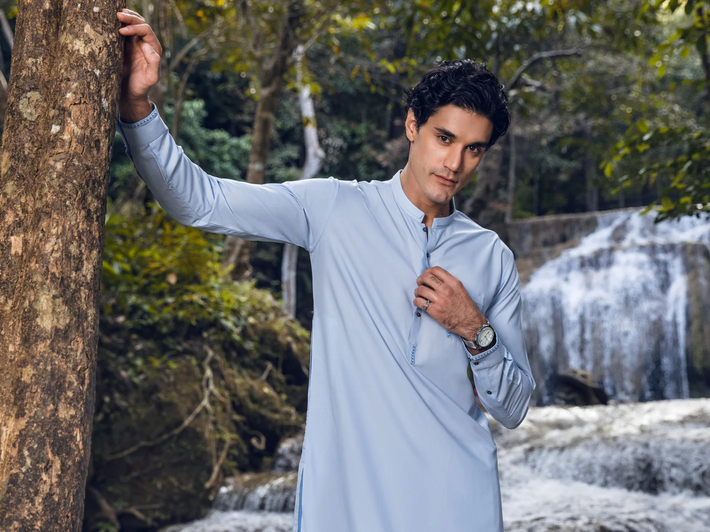 Light Blue Kameez Shalwar - AL-KS-2834 - Image 5