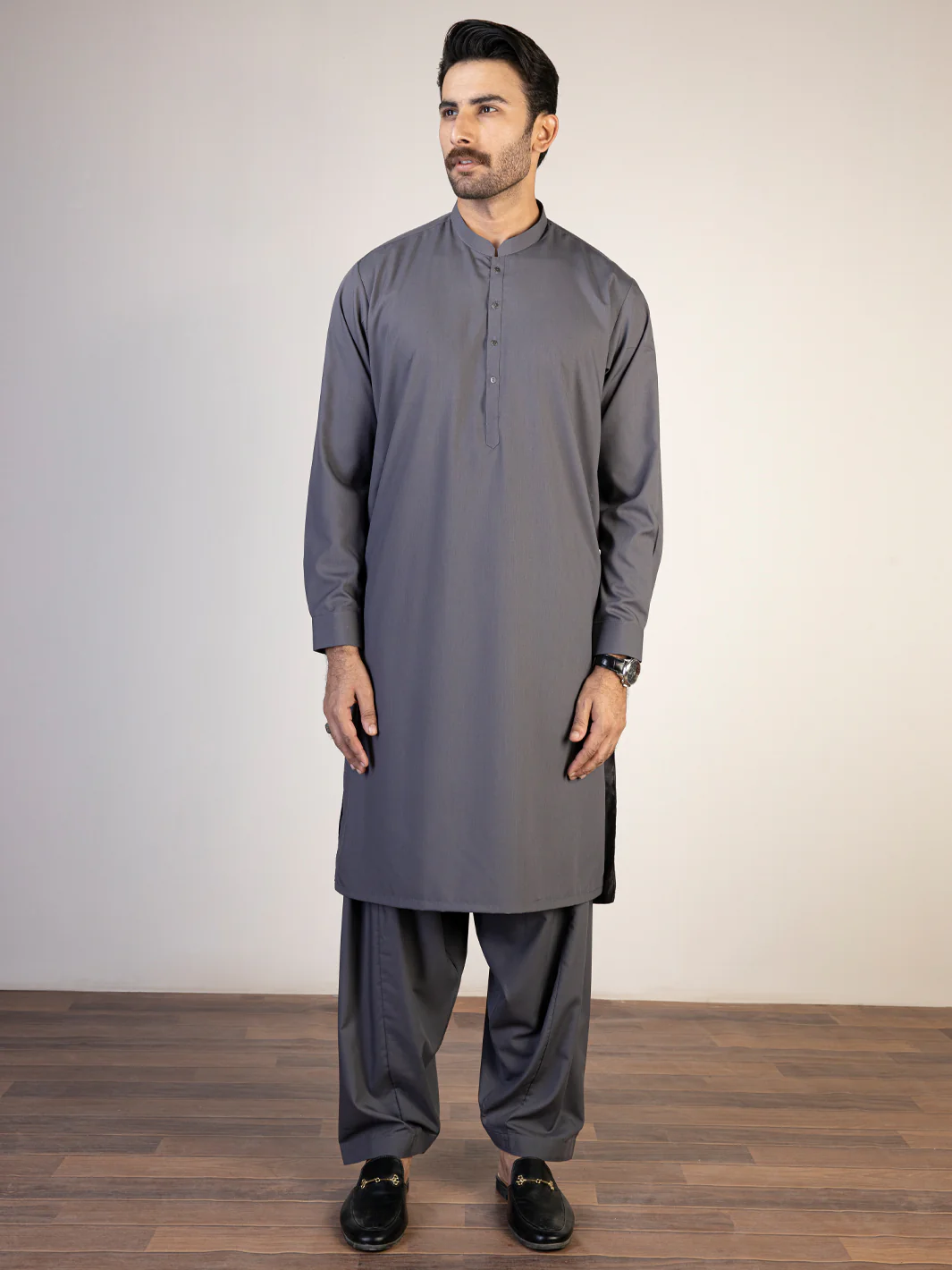 Dark Grey Kameez Shalwar - AL-KS-2840A