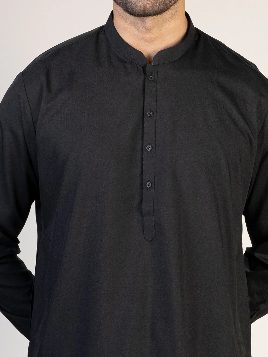 Black Blended Kameez Shalwar - AL-KS-2840C - Image 3