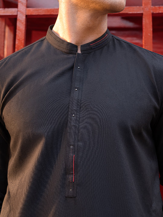 Black Blended Kameez Shalwar - AL-KS-2846 - Image 6