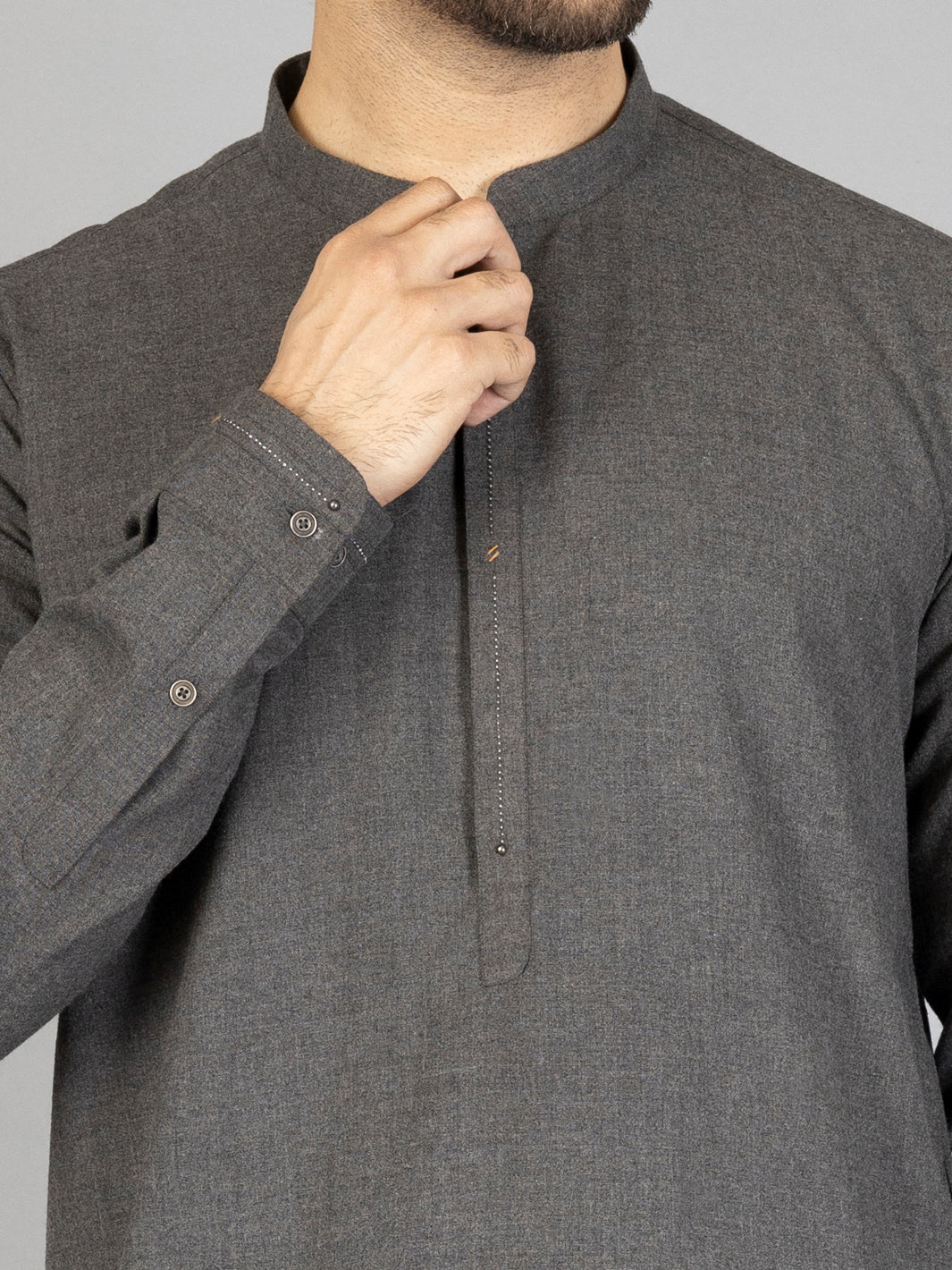Grey Blended Kameez Shalwar - AL-KS-2855 - Image 3