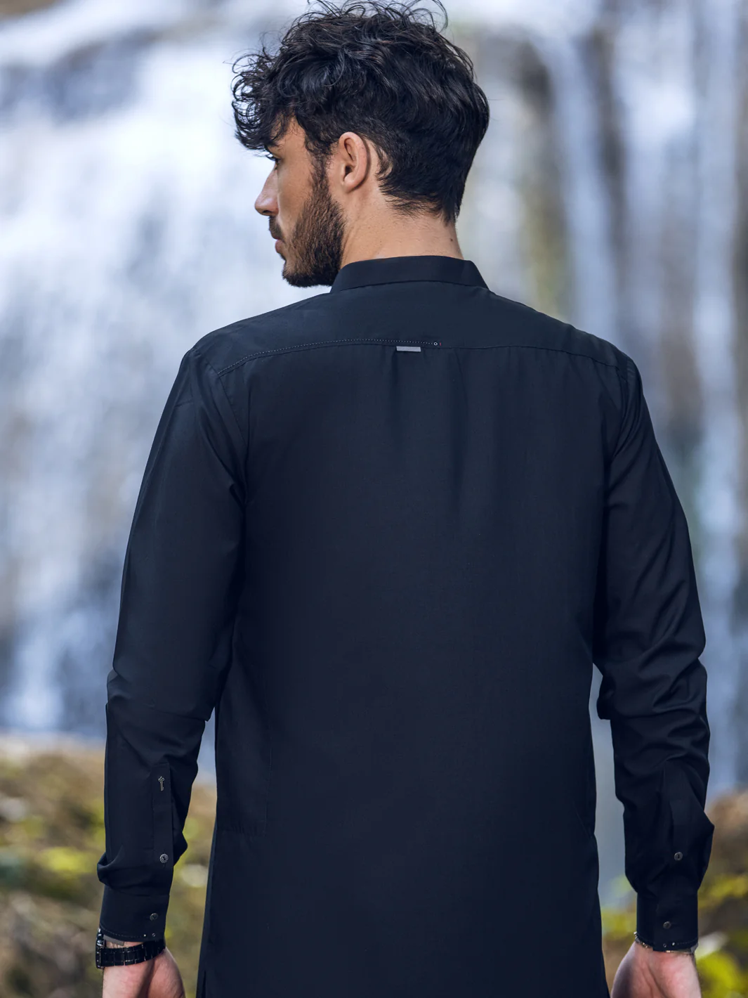Black Kameez Shalwar - AL-KS-2856 - Image 2