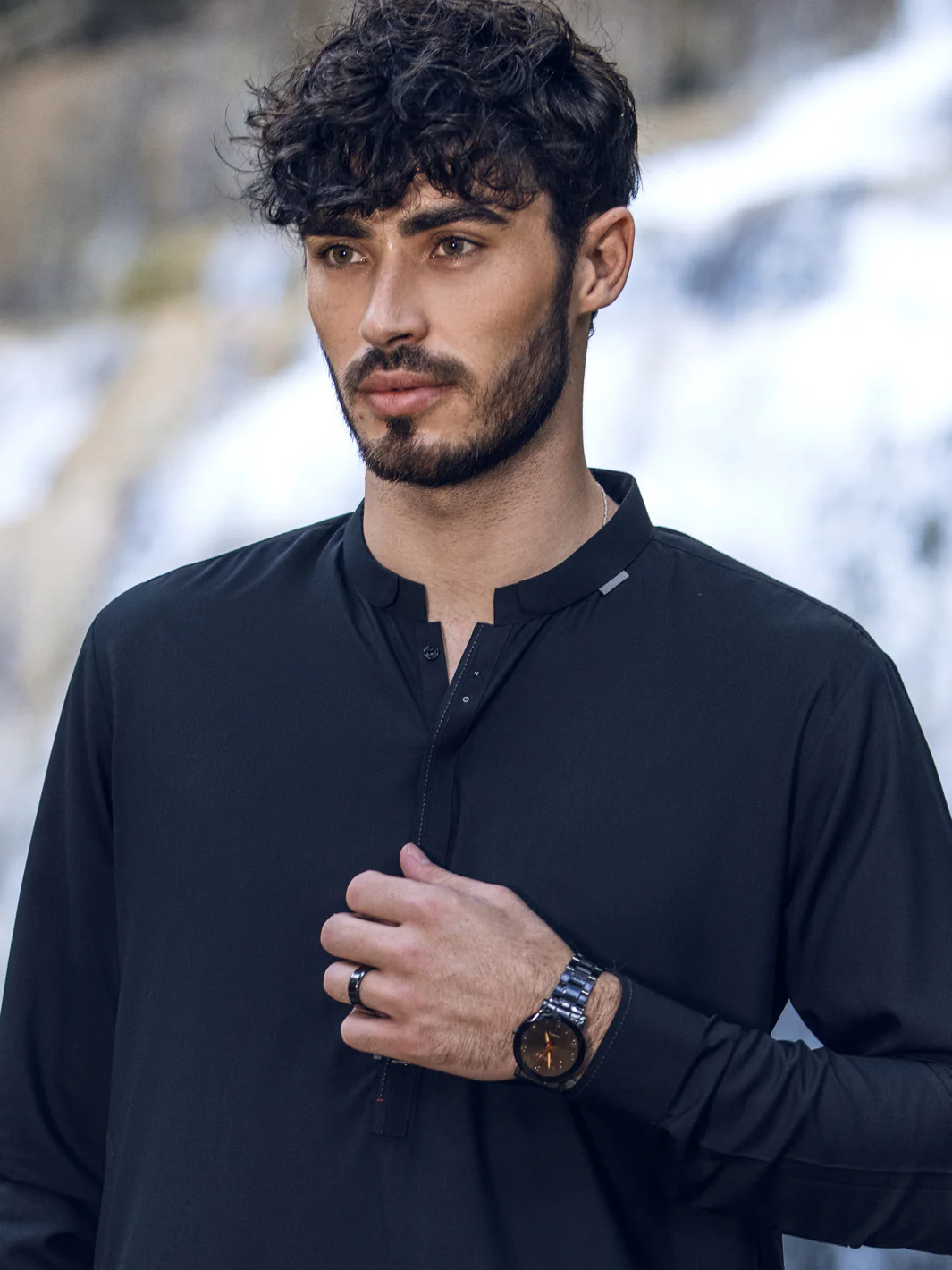 Black Kameez Shalwar - AL-KS-2856 - Image 3