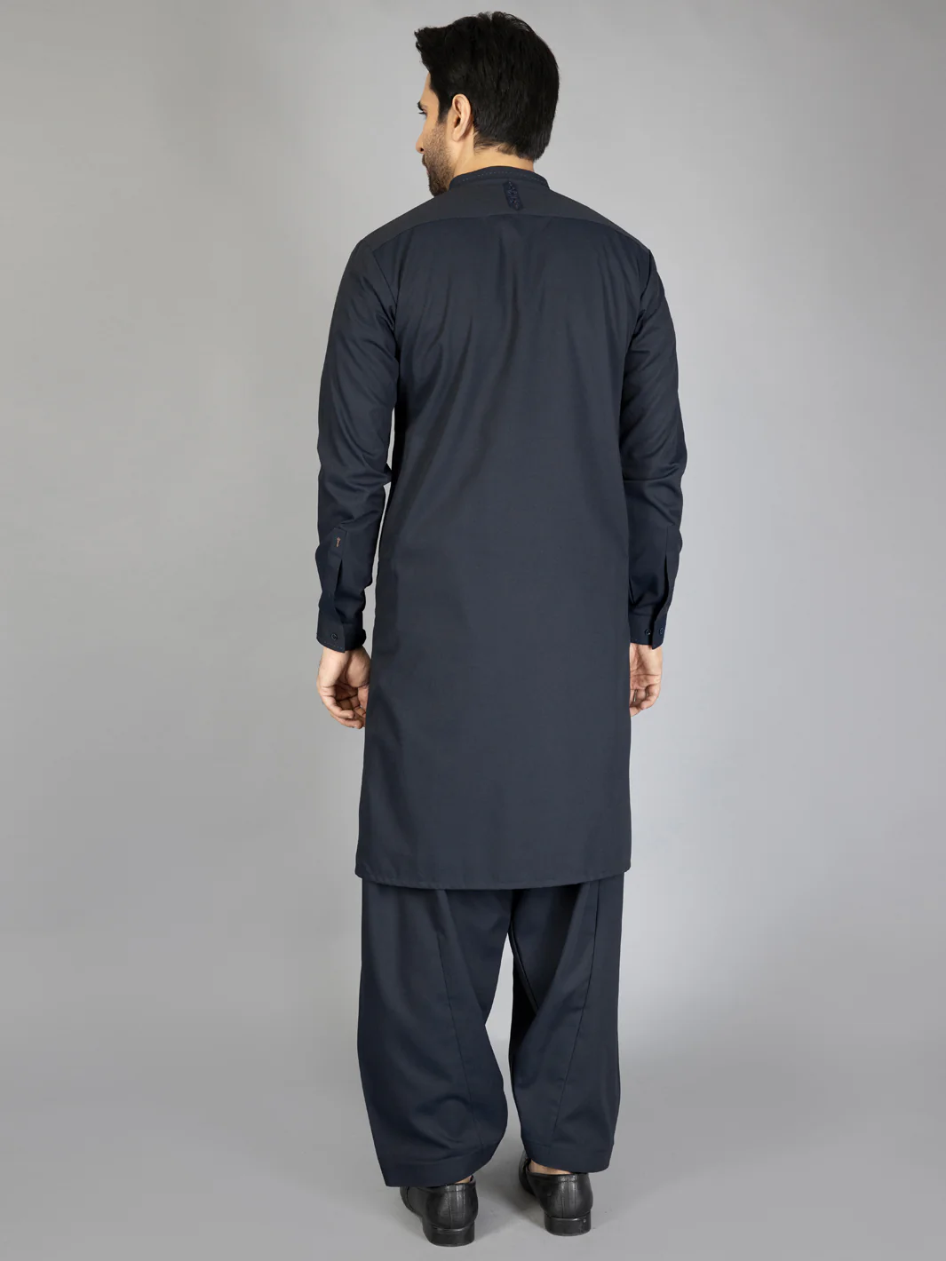 Midnight Blue Blended Kameez Shalwar - AL-KS-2859 - Image 2
