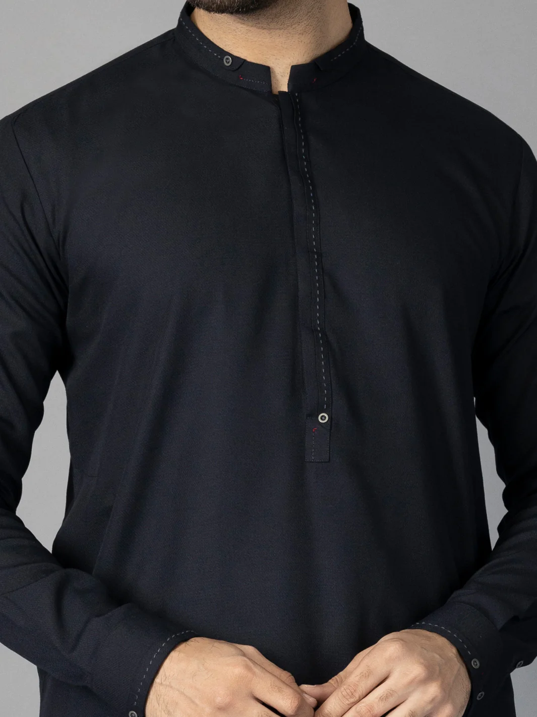 Navy Blue Blended Kameez Shalwar - AL-KS-2869 - Image 2