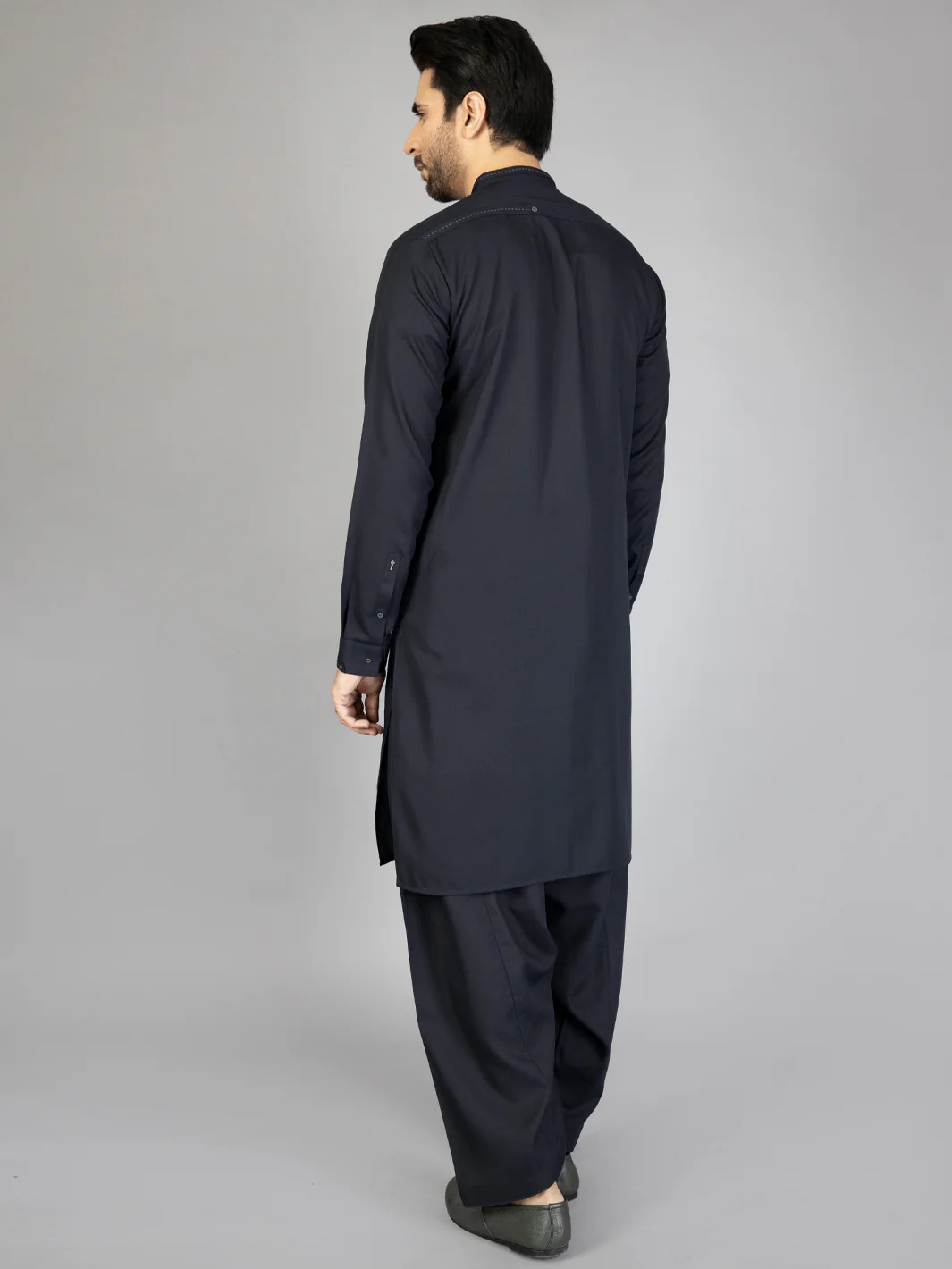 Navy Blue Blended Kameez Shalwar - AL-KS-2869 - Image 3