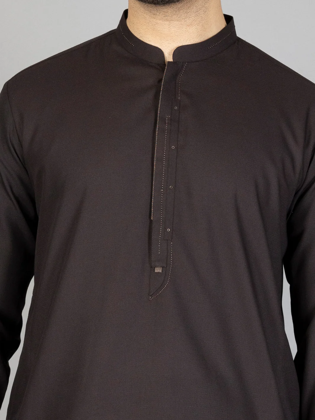 Dark Brown Blended Kameez Shalwar - AL-KS-2871 - Image 2