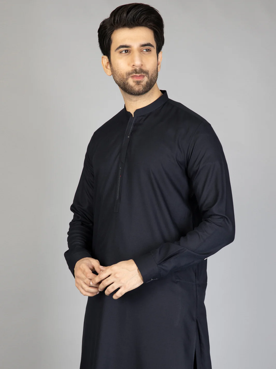 Dark Blue Blended Kameez Shalwar - AL-KS-2872 - Image 4