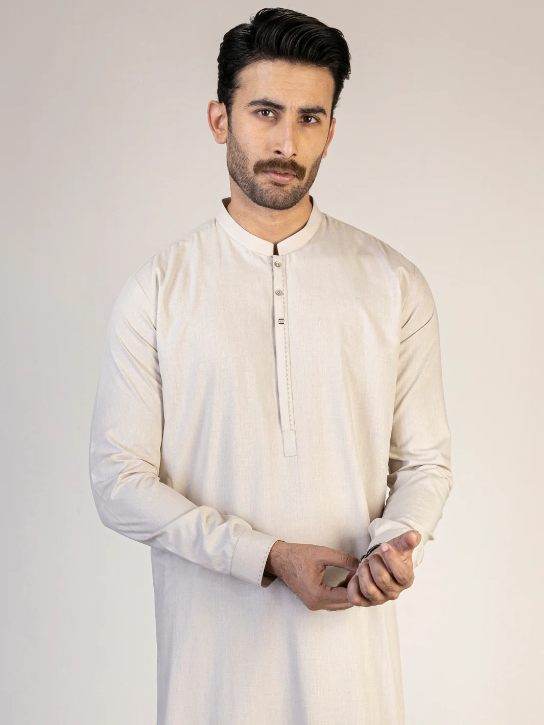 Light Beige Kameez Shalwar - AL-KS-2874 - Image 4