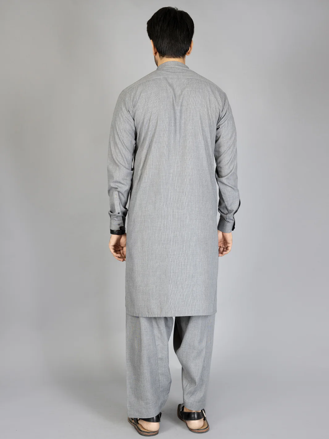 Light Grey Blended Kameez Shalwar - AL-KS-2881 - Image 3