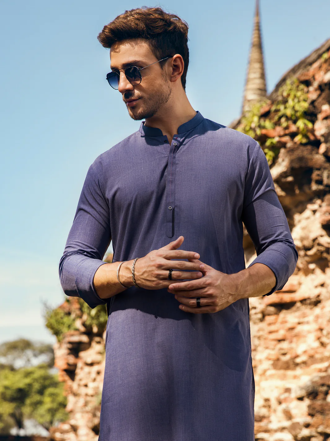 Blue Kameez Shalwar - AL-KS-2883 - Image 2