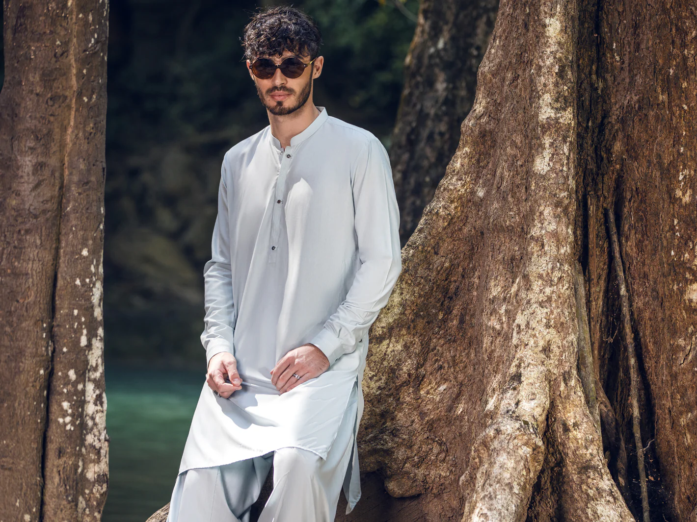 Light Blue Kameez Shalwar - AL-KS-2887 - Image 4