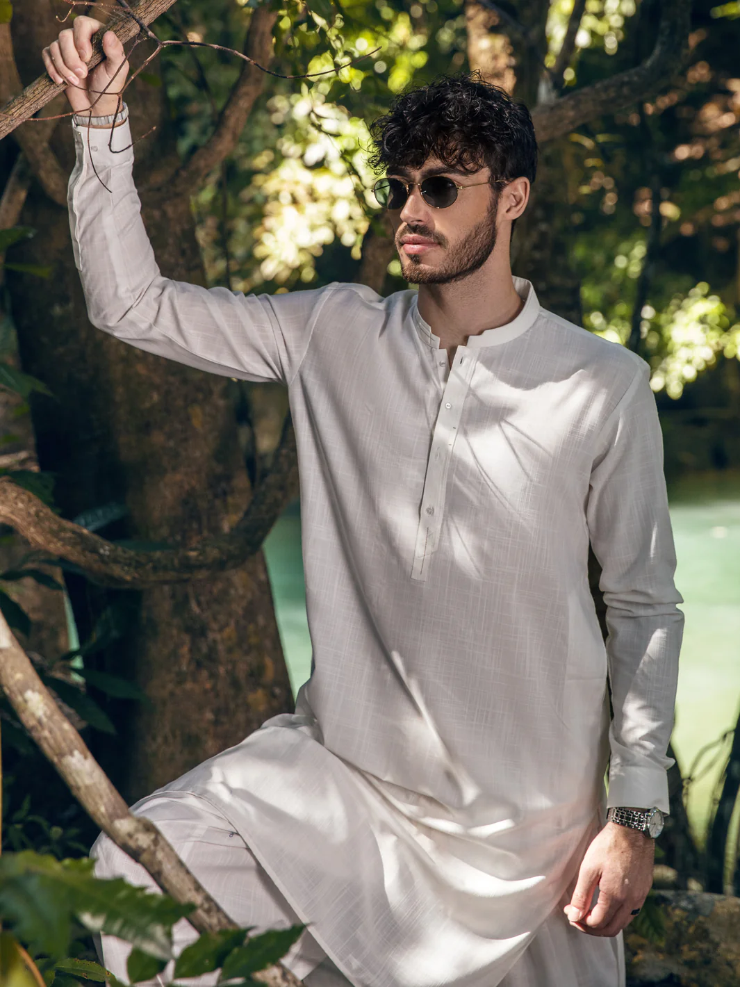 White Kameez Shalwar - AL-KS-2894 - Image 2