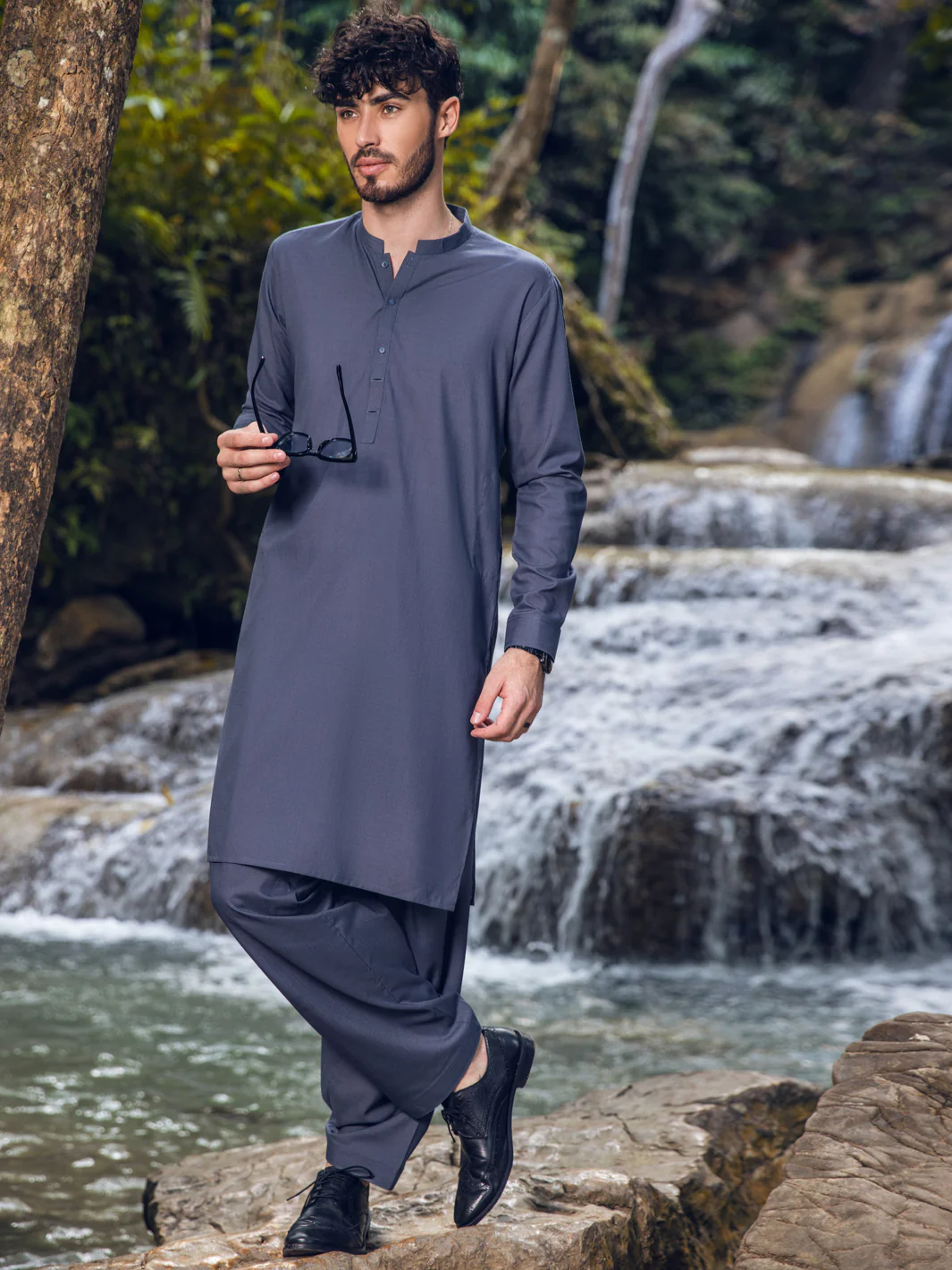Grey Kameez Shalwar - AL-KS-2896
