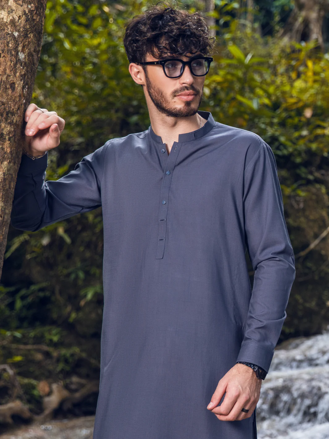 Grey Kameez Shalwar - AL-KS-2896 - Image 3