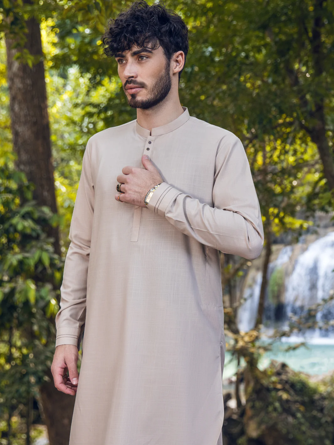 Beige Kameez Shalwar - AL-KS-2897 - Image 3
