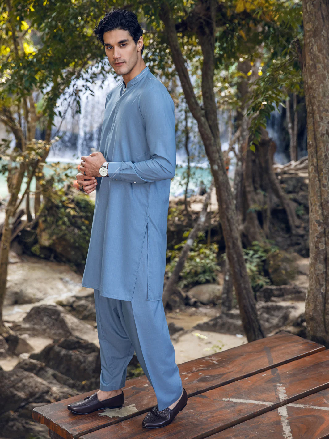 Light Blue Kameez Shalwar - AL-KS-2898 - Image 2
