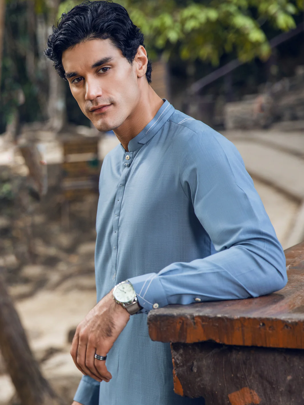 Light Blue Kameez Shalwar - AL-KS-2898 - Image 3