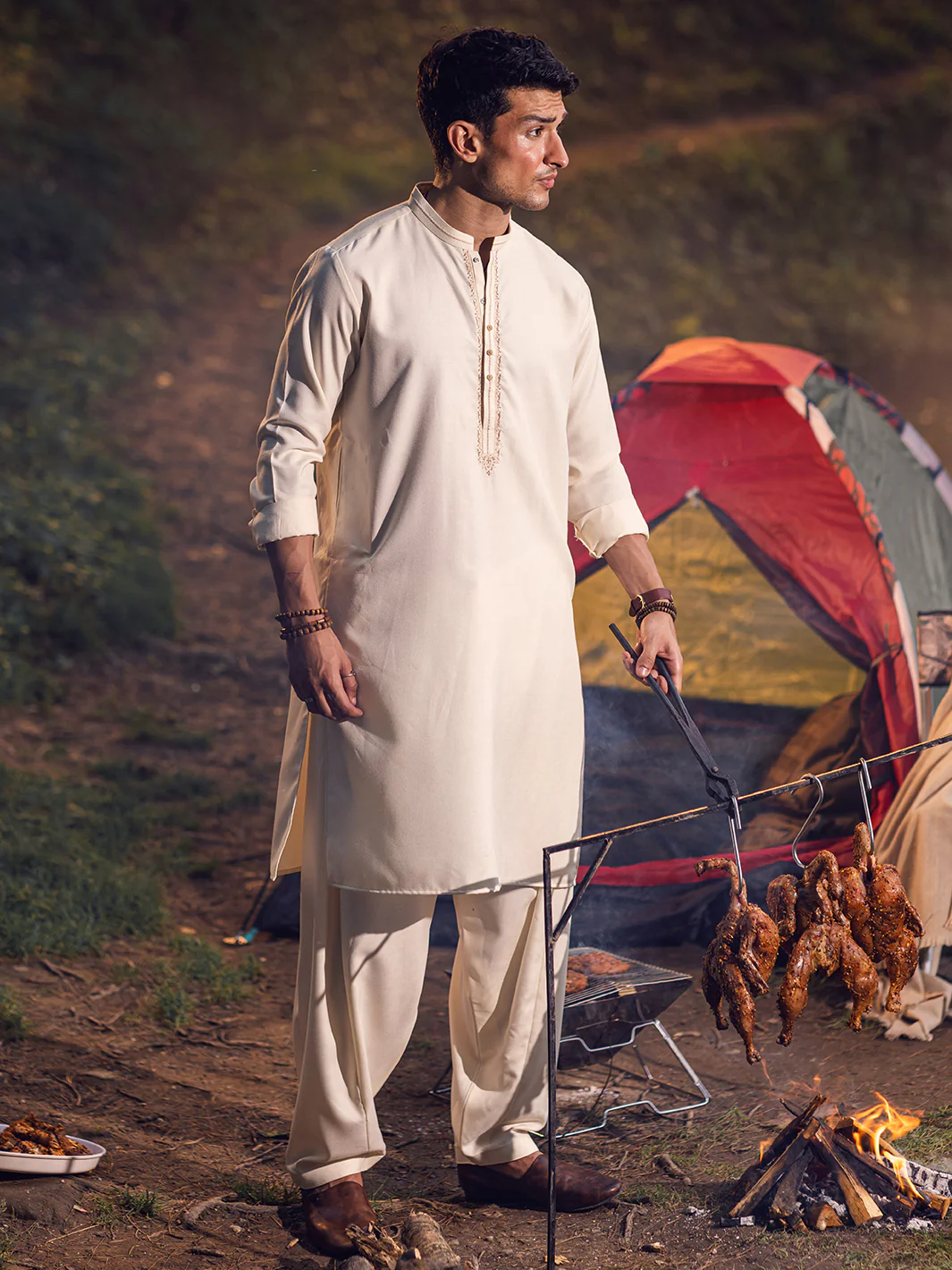 Cream Kameez Shalwar - AL-KS-2900 - Image 3