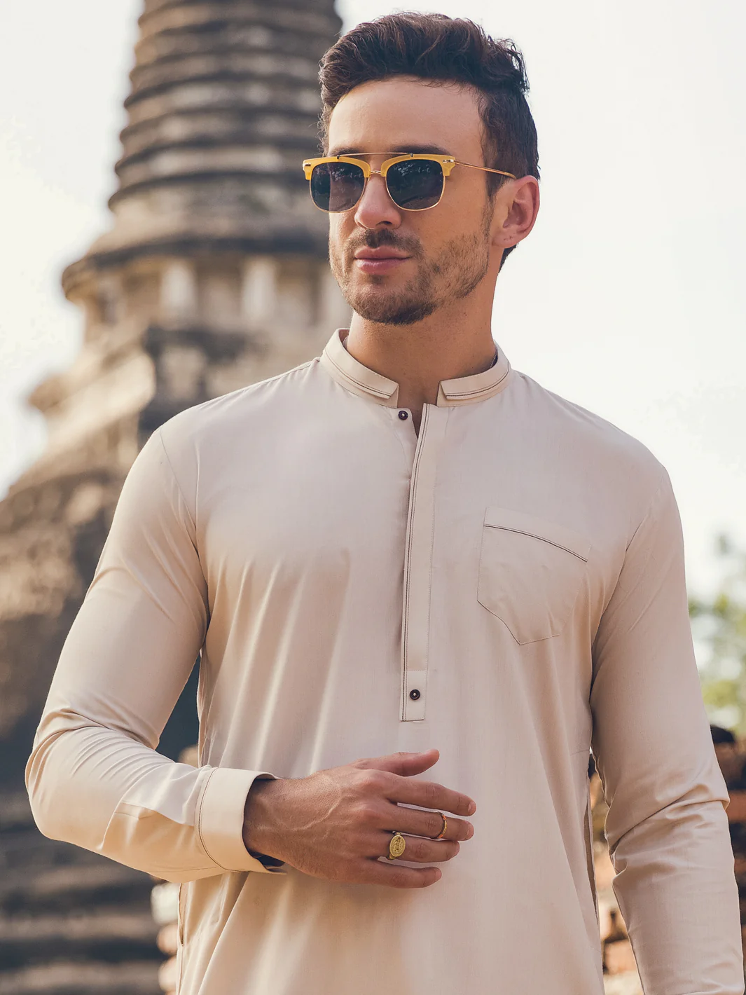 Cream Kameez Shalwar - AL-KS-2901 - Image 2
