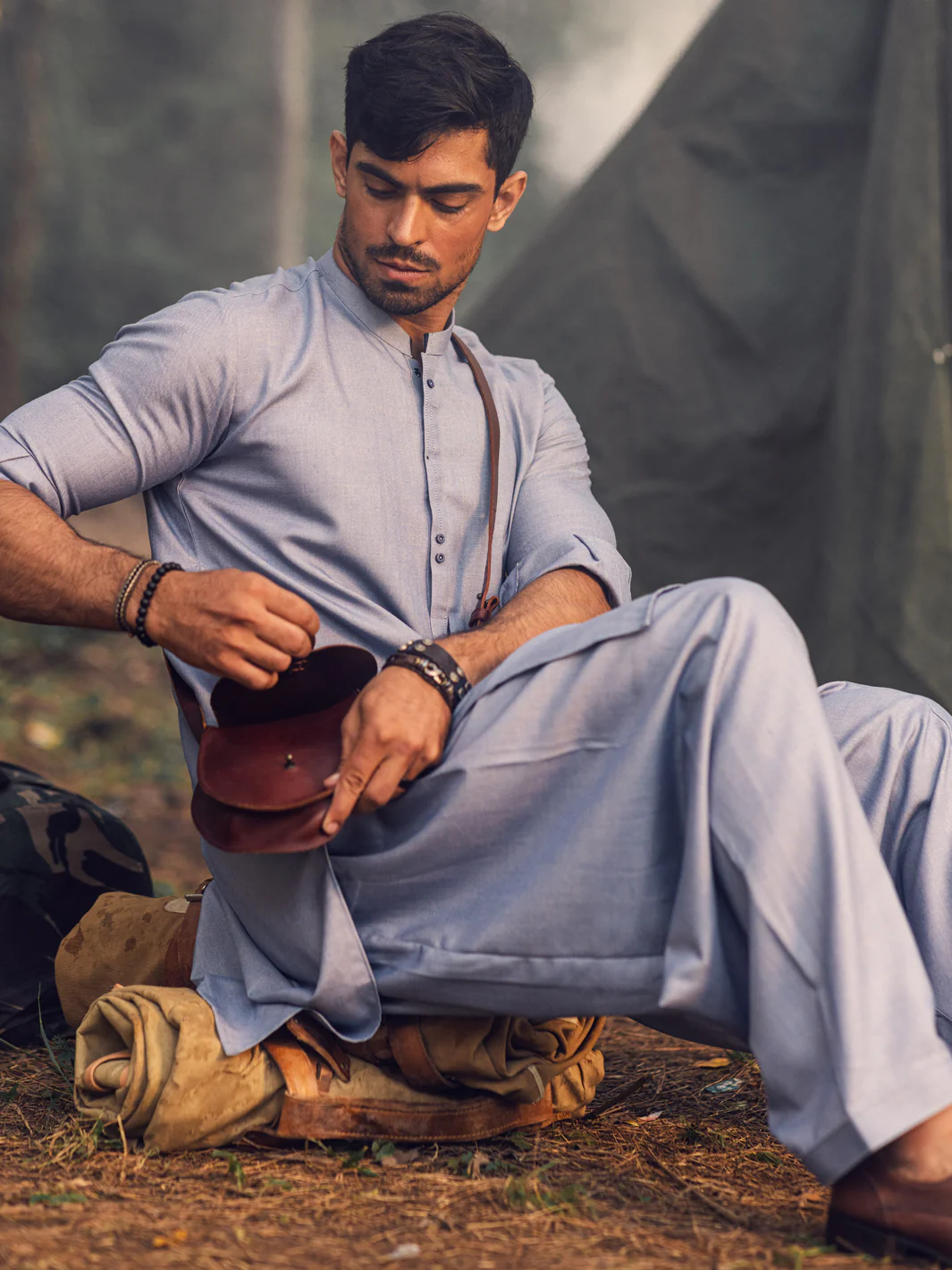Light Blue Kameez Shalwar - AL-KS-2920 - Image 2