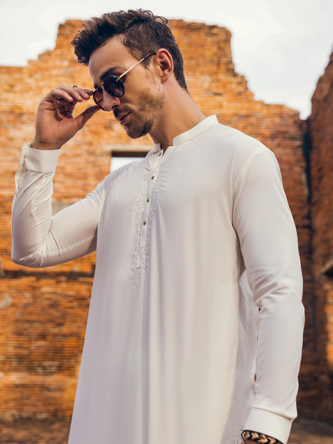 White Kameez Shalwar - AL-KS-2921 - Image 3