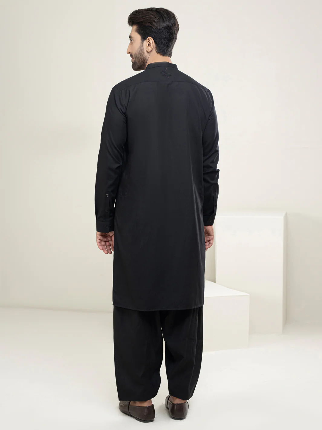 Black Kameez Shalwar - AL-KS-2933 - Image 2