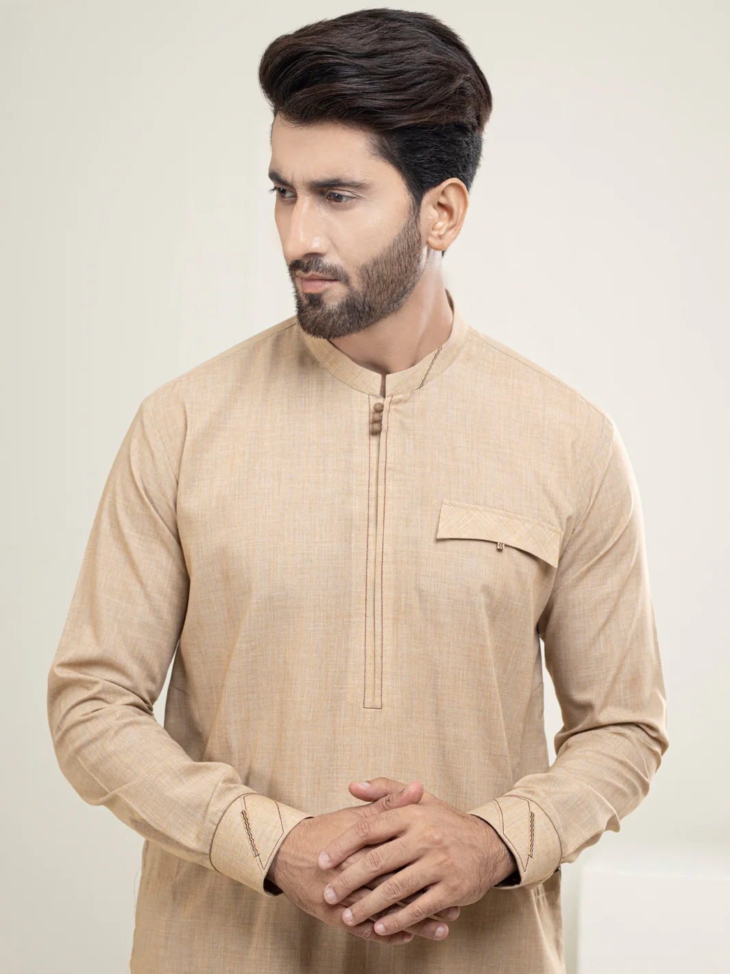 Beige Kameez Shalwar - AL-KS-2935 - Image 3