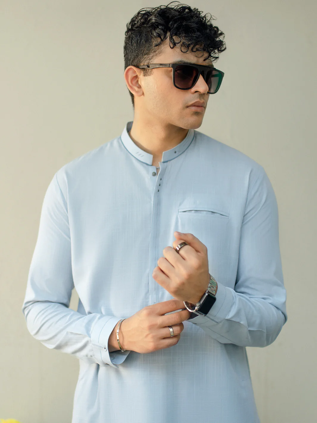 Light Blue Kameez Shalwar - AL-KS-2939 - Image 3