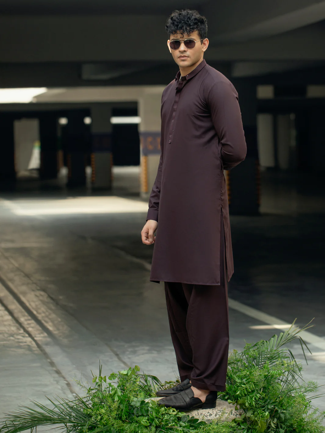 Dark Maroon Kameez Shalwar - AL-KS-2954C - Image 2