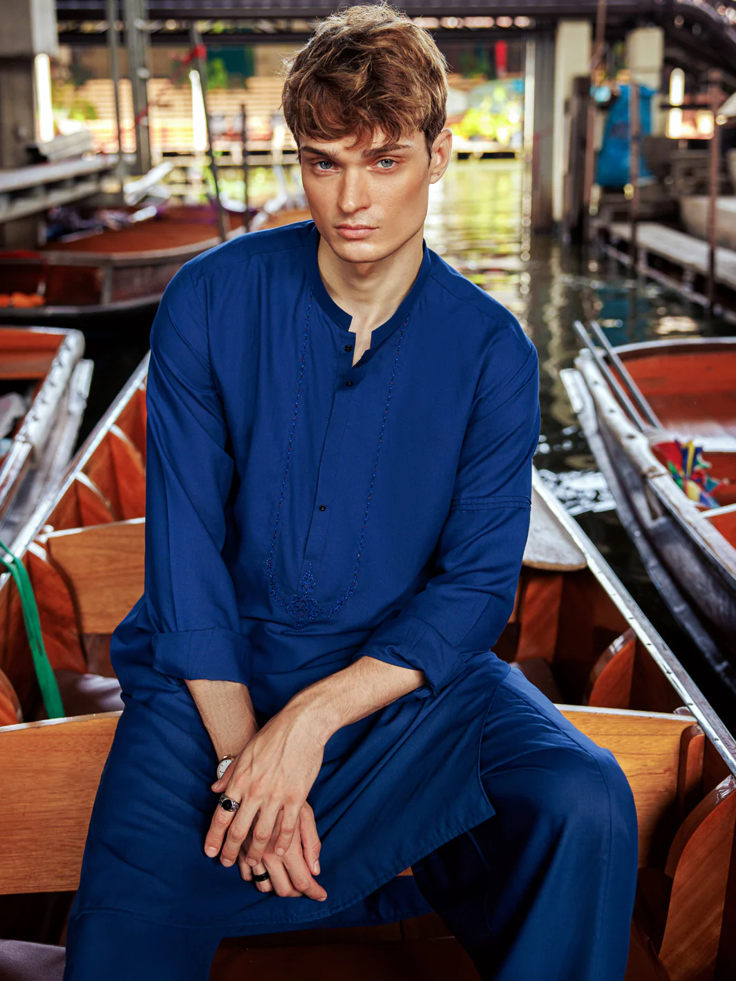 Blue Blended Kameez Shalwar - AL-KS-2956 - Image 2