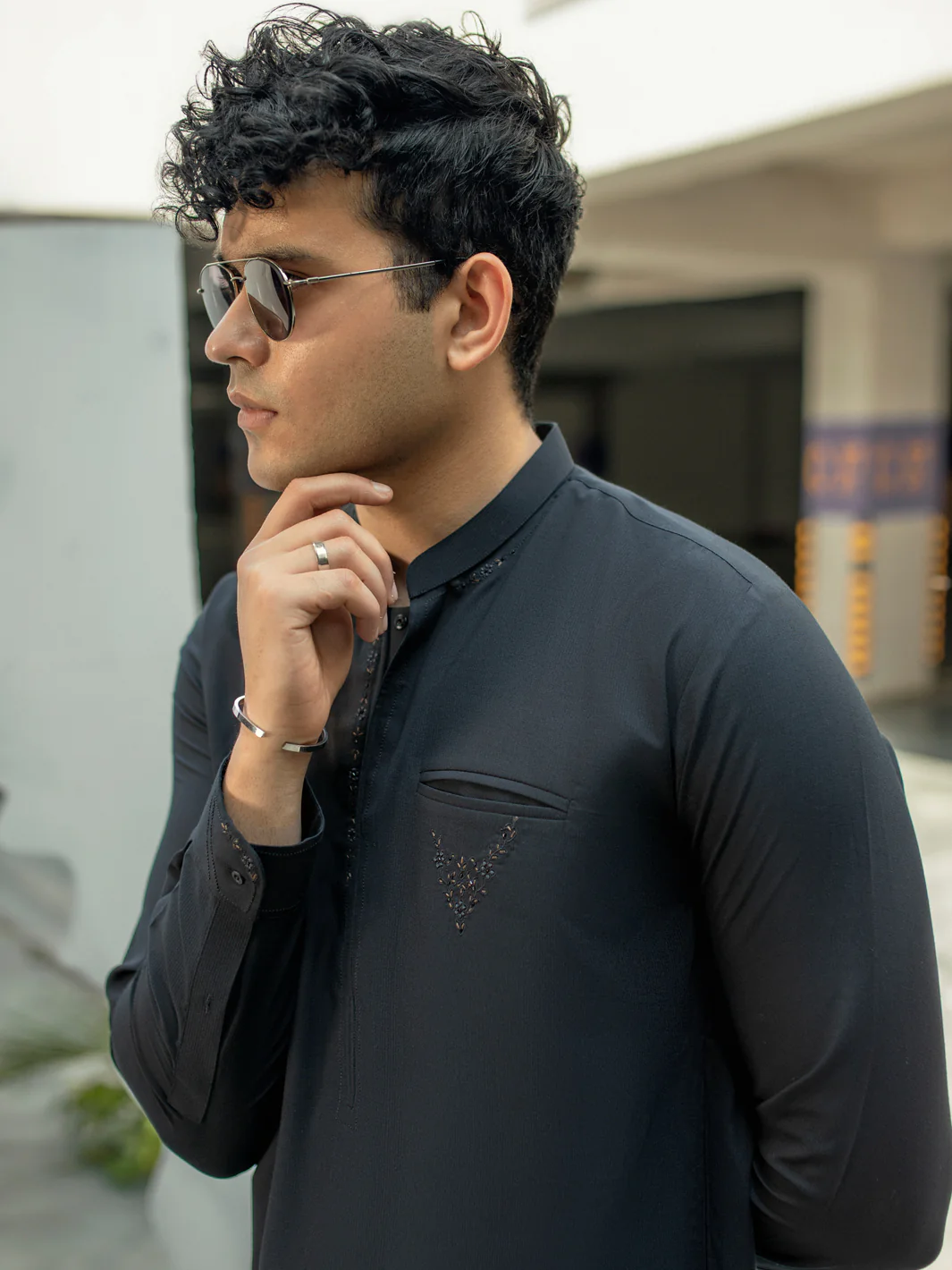 Black Kameez Shalwar - AL-KS-2957 - Image 4