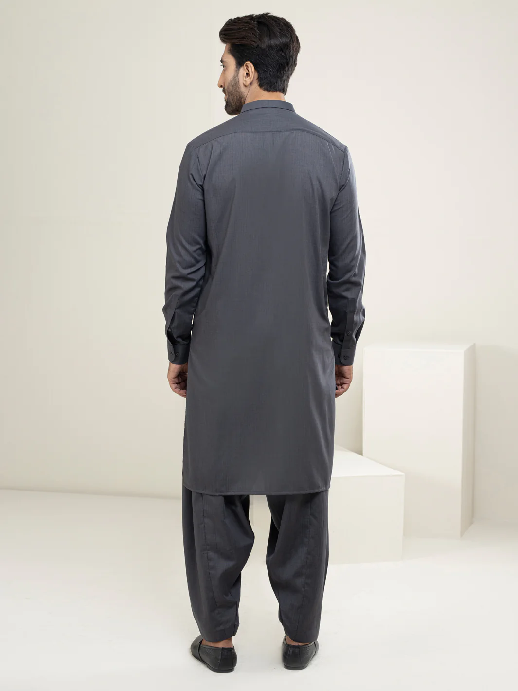 Grey Blended Kameez Shalwar - AL-KS-2959 - Image 2