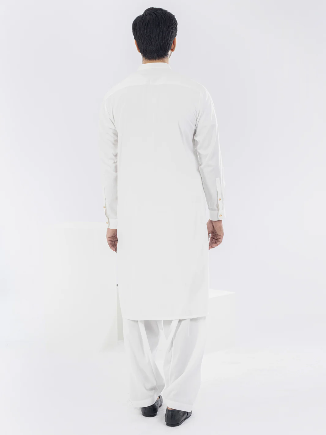 White Kameez Shalwar - AL-KS-2970A - Image 2