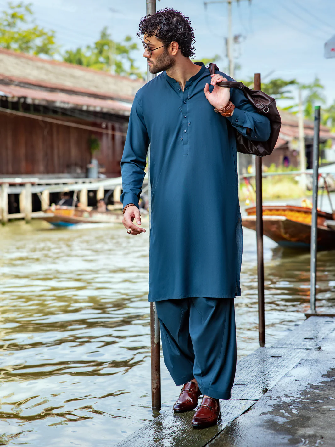 Green Blended Kameez Shalwar - AL-KS-2973