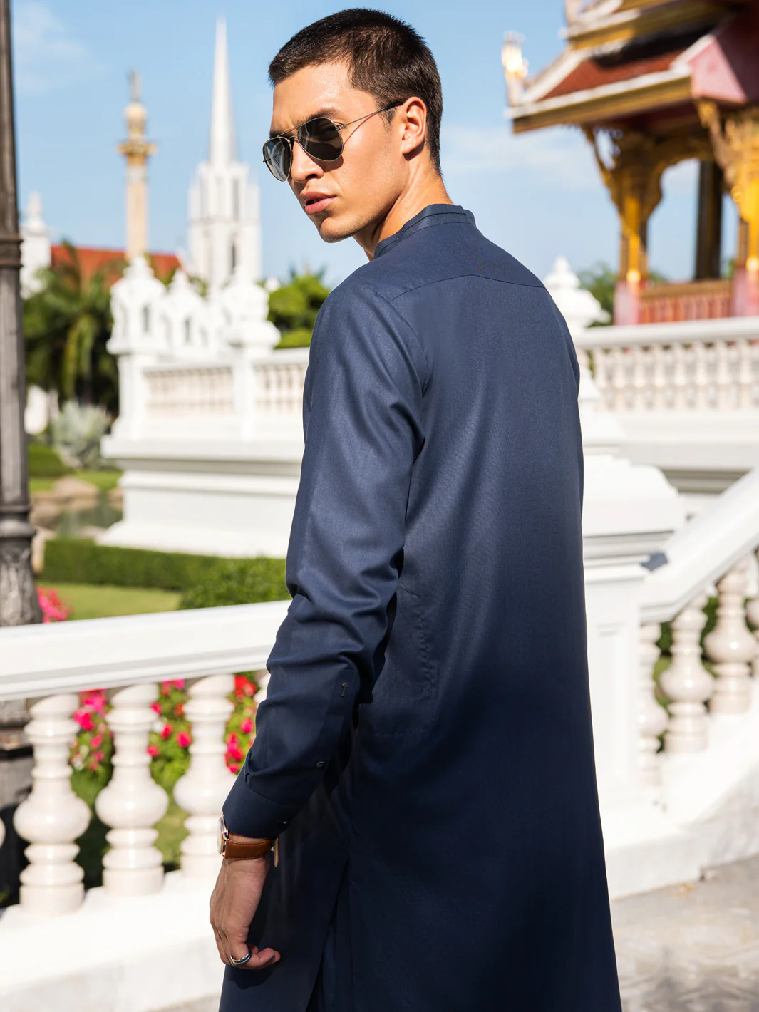Blue Blended Kameez Shalwar - AL-KS-2975 - Image 2